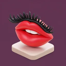 نماد رژ لب و مژه